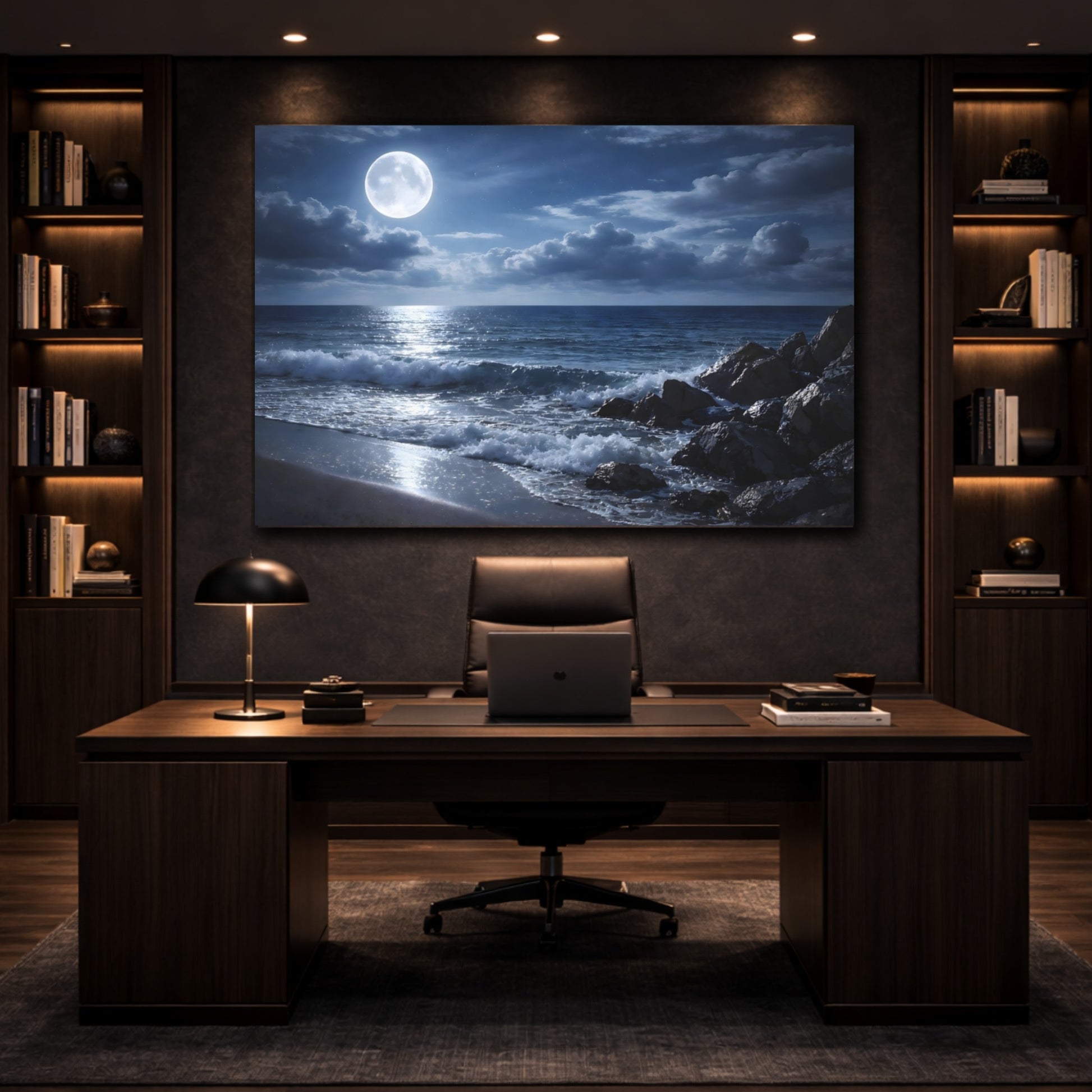 Nature Moonlit Ocean Moonlit Seascape shown as front canvas room wall art