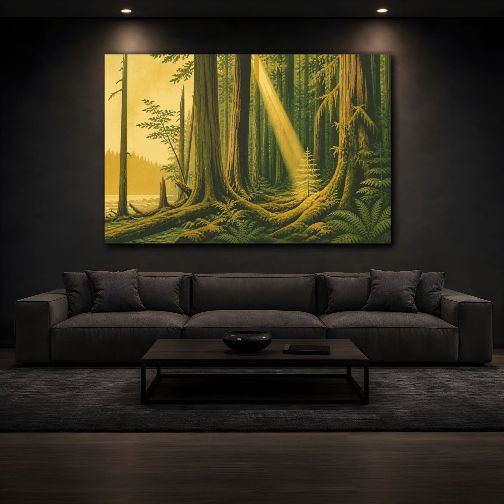 Mockup 3. Nature Mossy Forest Glade shown as canvas print