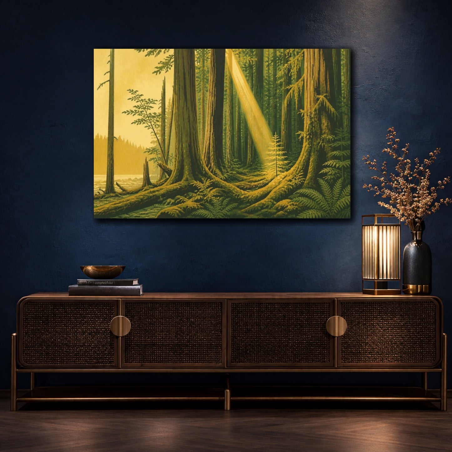 Mockup 4. Nature Mossy Forest Glade shown as canvas print