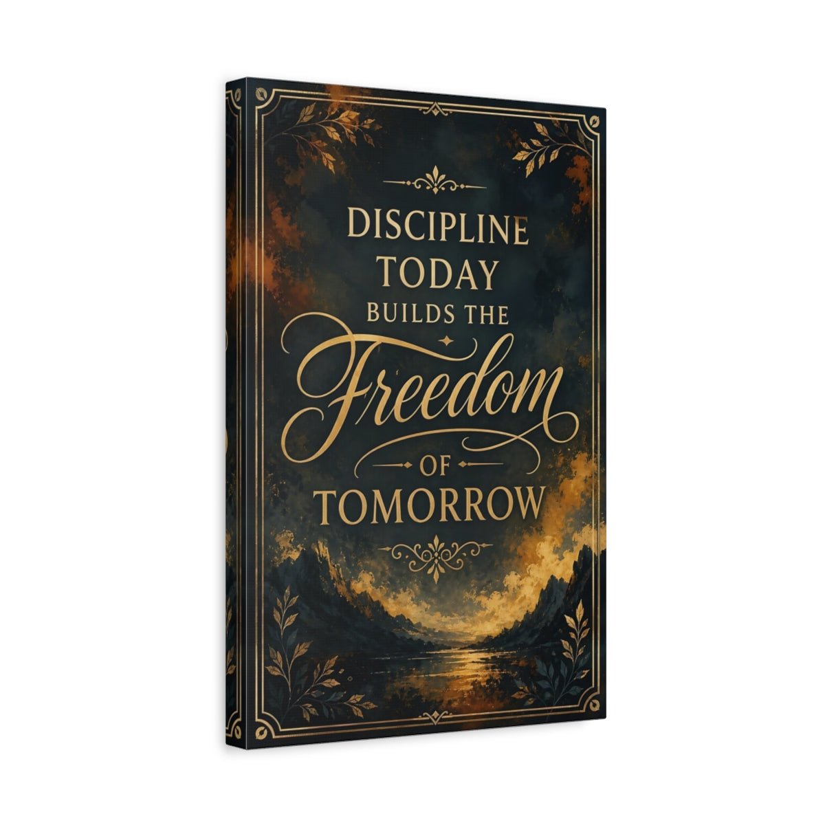 Nature Motivational Quote Dark Gold Canvas Print – Vintage Office, Behind Desk - YesArtYes