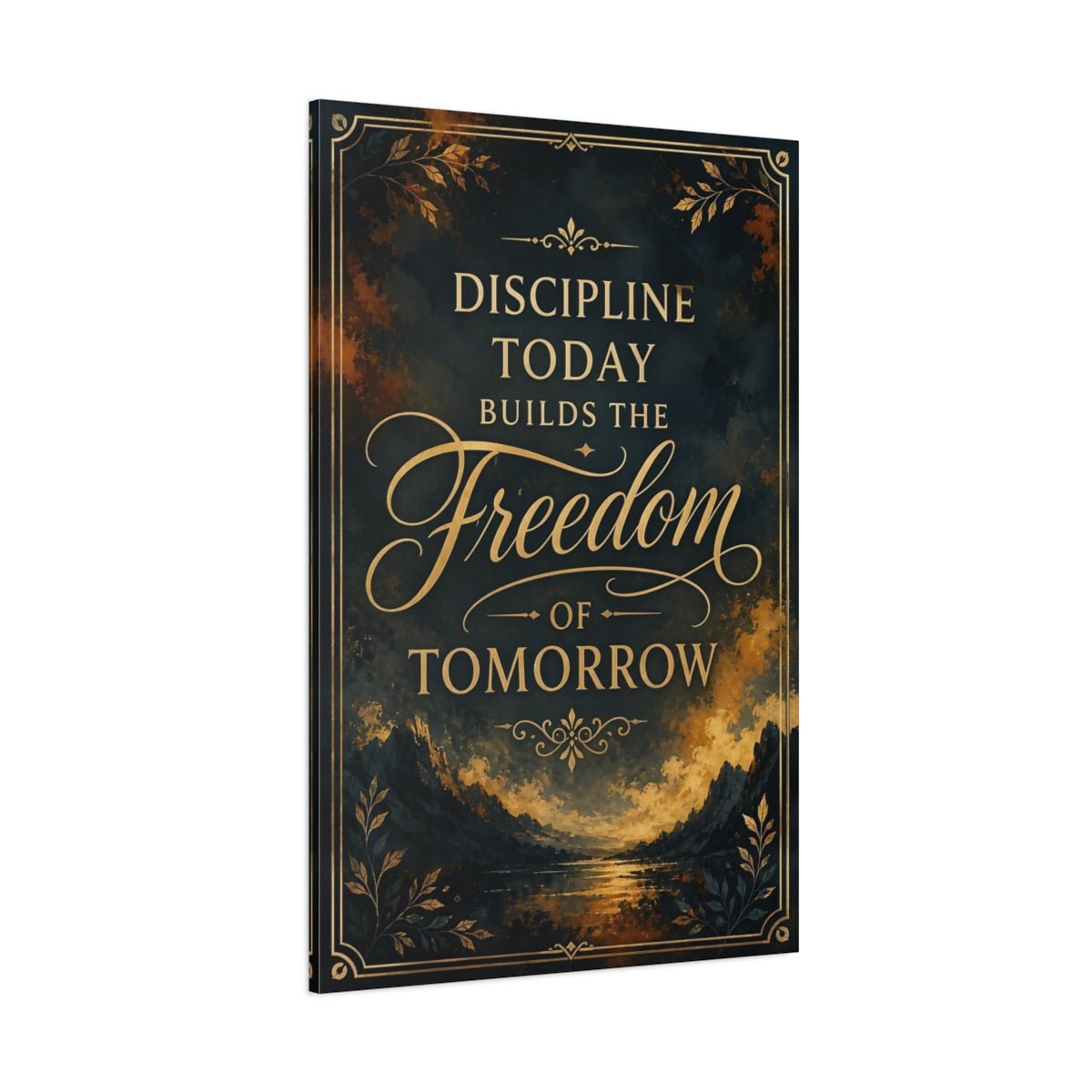 Nature Motivational Quote Dark Gold Canvas Print – Vintage Office, Behind Desk - YesArtYes