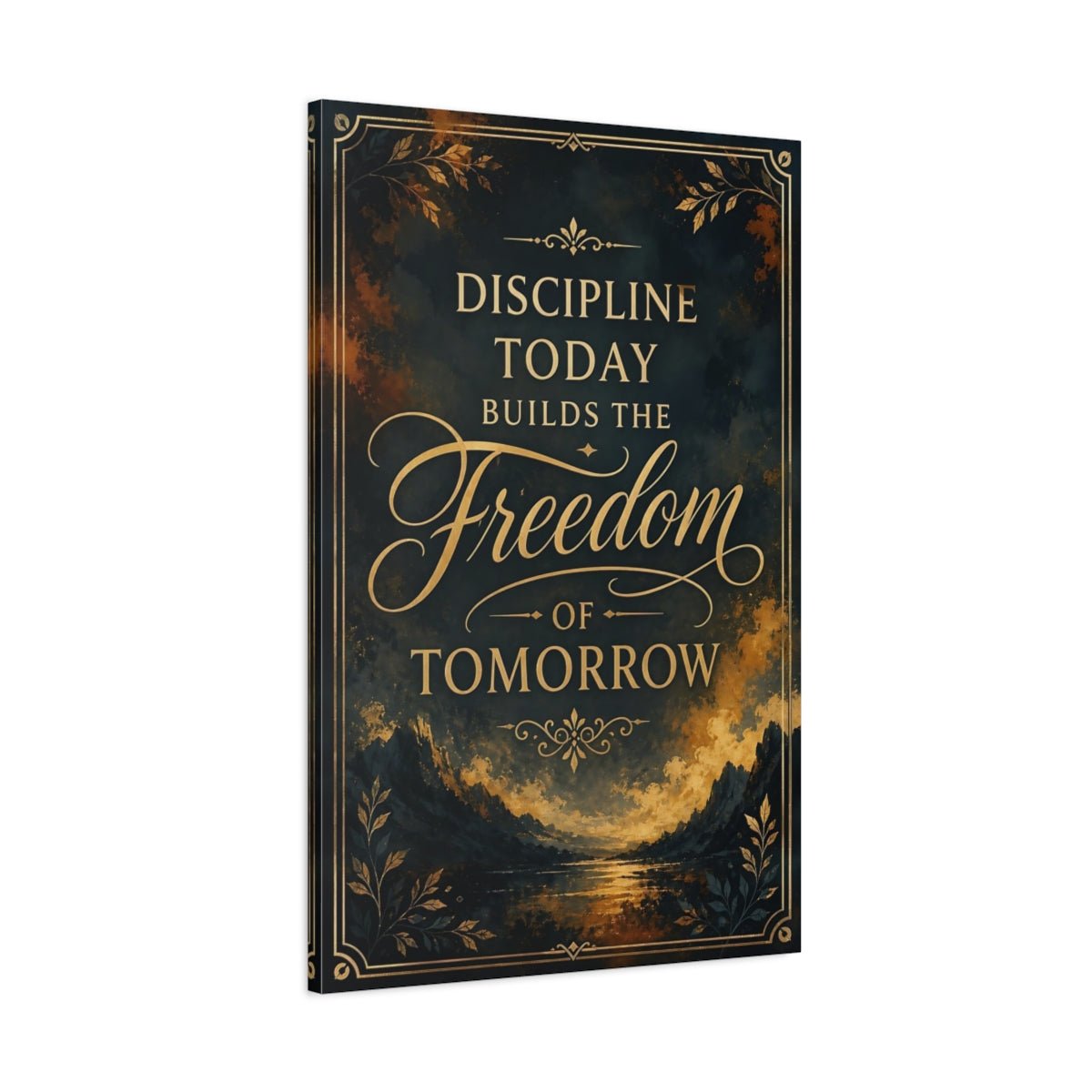 Nature Motivational Quote Dark Gold Canvas Print – Vintage Office, Behind Desk - YesArtYes