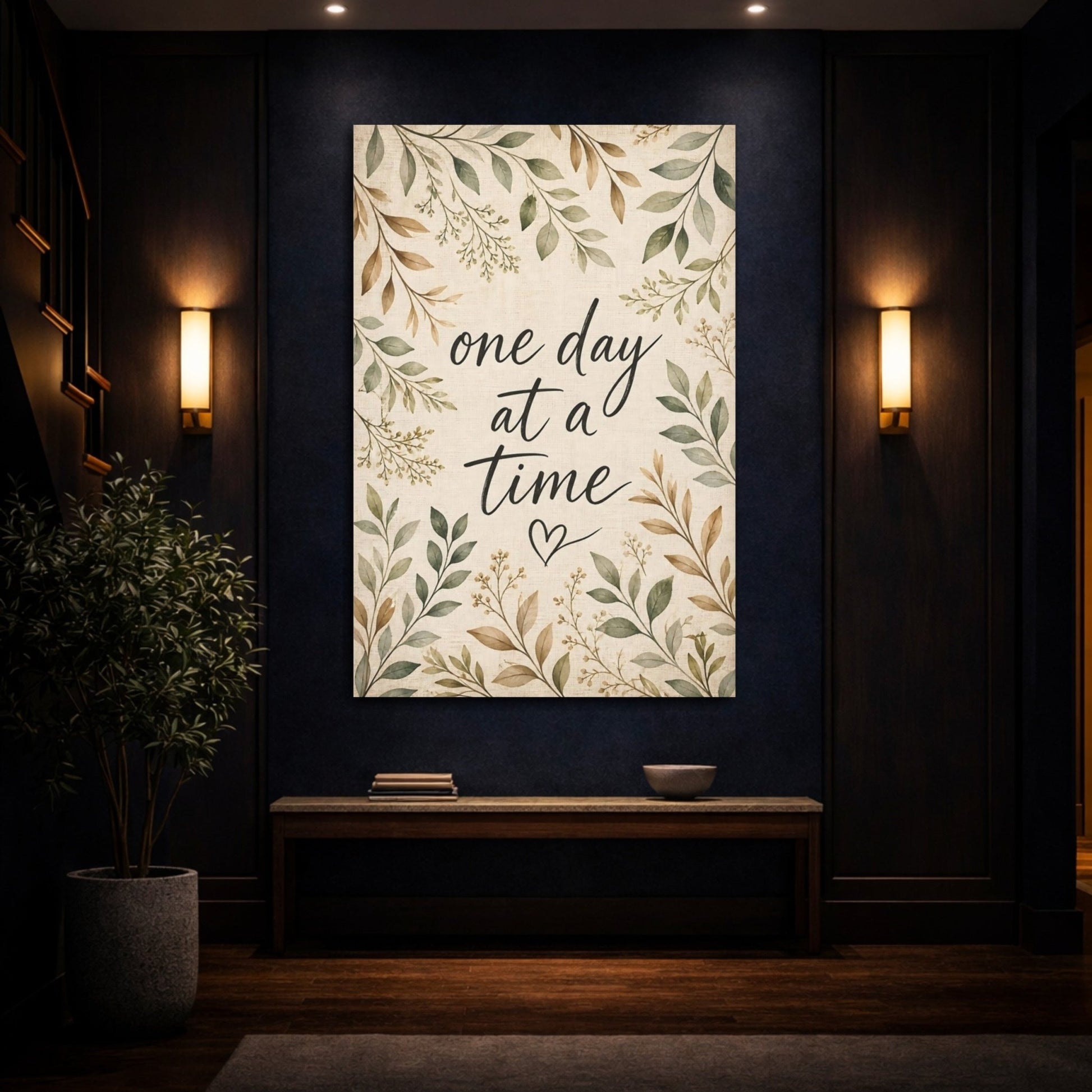 Nature Motivational Quote Green Brown Canvas Wall Art Print – Rustic Living Room, Large - YesArtYes
