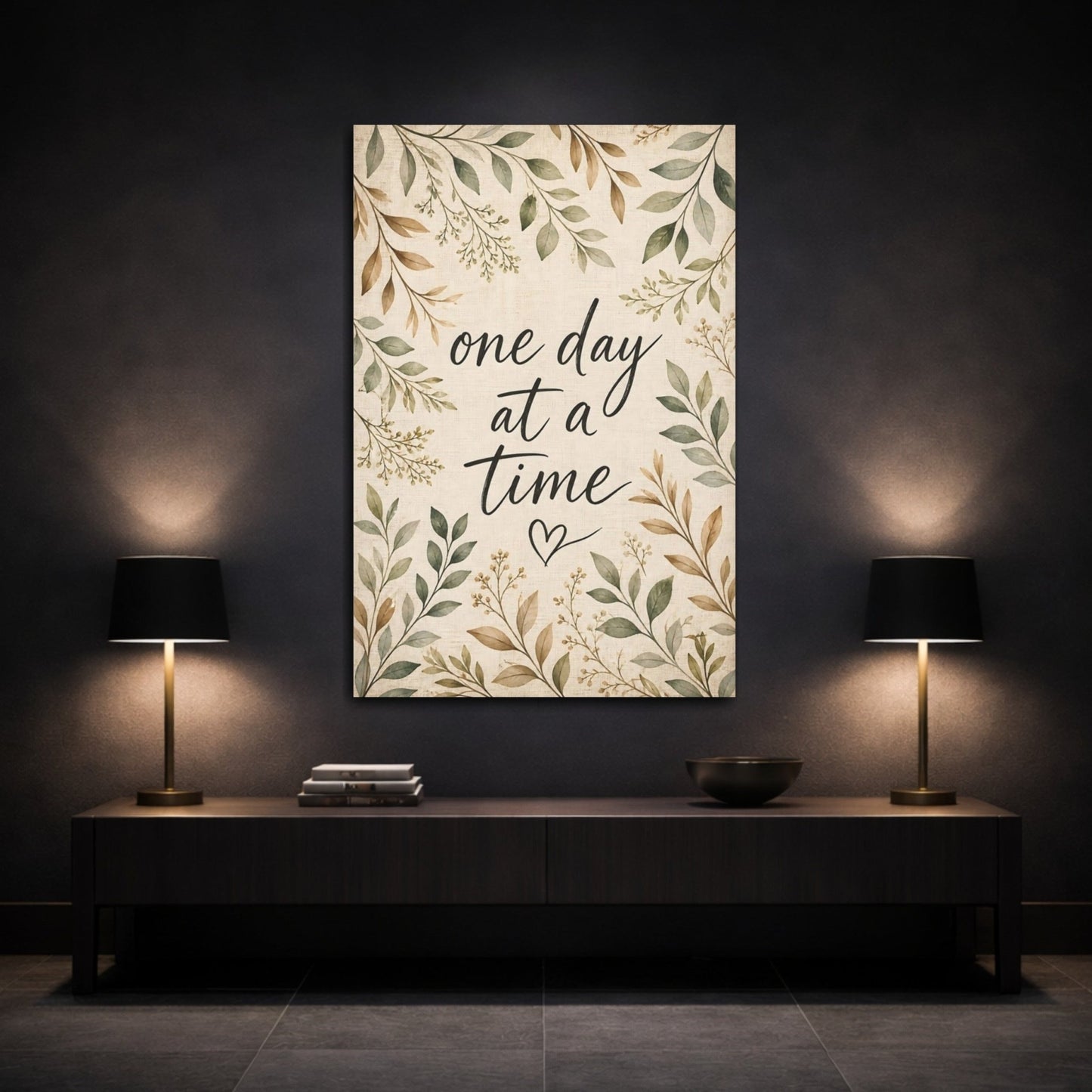 Nature Motivational Quote Green Brown Canvas Wall Art Print – Rustic Living Room, Large - YesArtYes