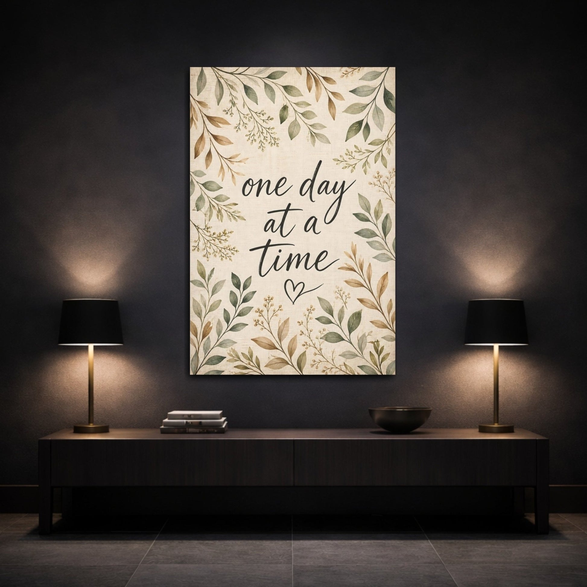 Nature Motivational Quote Green Brown Canvas Wall Art Print – Rustic Living Room, Large - YesArtYes