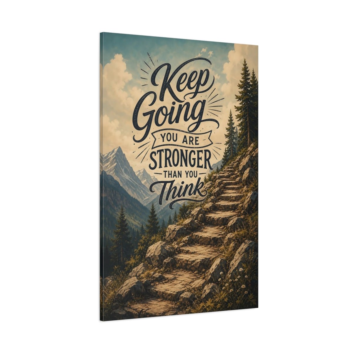 Nature Motivational Quote Inspirational Mountain Path Canvas Print – Vintage Office, Workspace Wall - YesArtYes