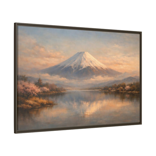 Main Mockup. Nature Mount Fuji Japanese Landscape shown as stretched canvas wall art
