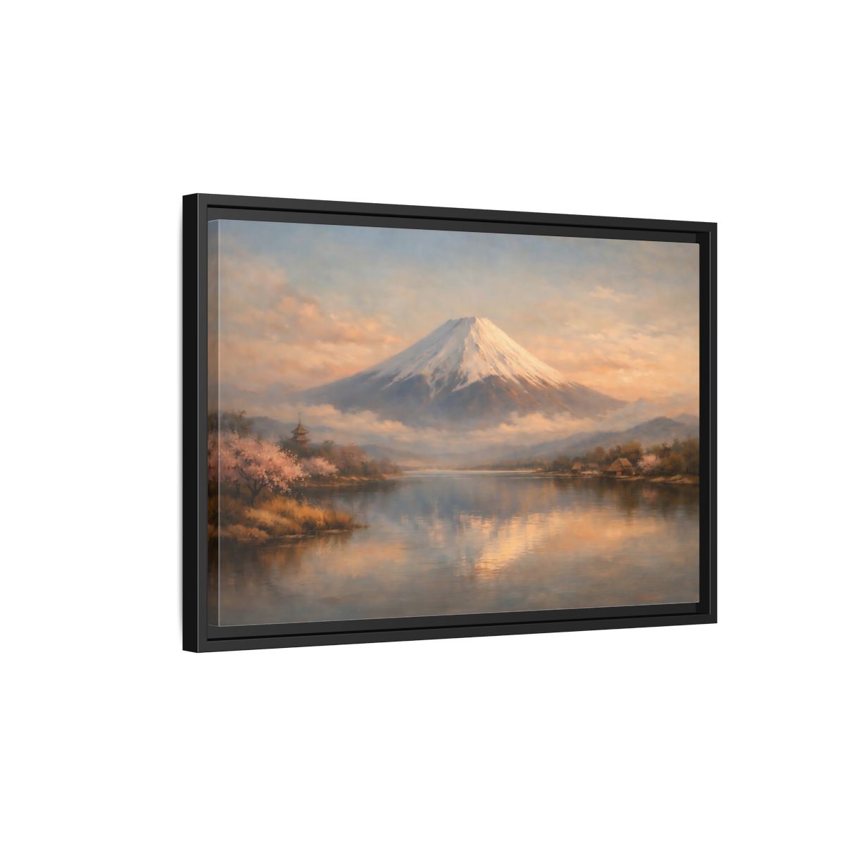 Side Mockup 3. Nature Mount Fuji Japanese Landscape shown as stretched canvas wall art