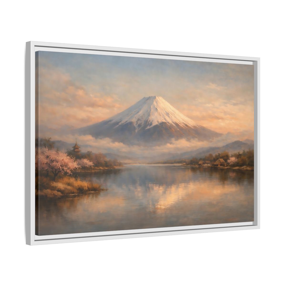Side Mockup 10. Nature Mount Fuji Japanese Landscape shown as stretched canvas wall art