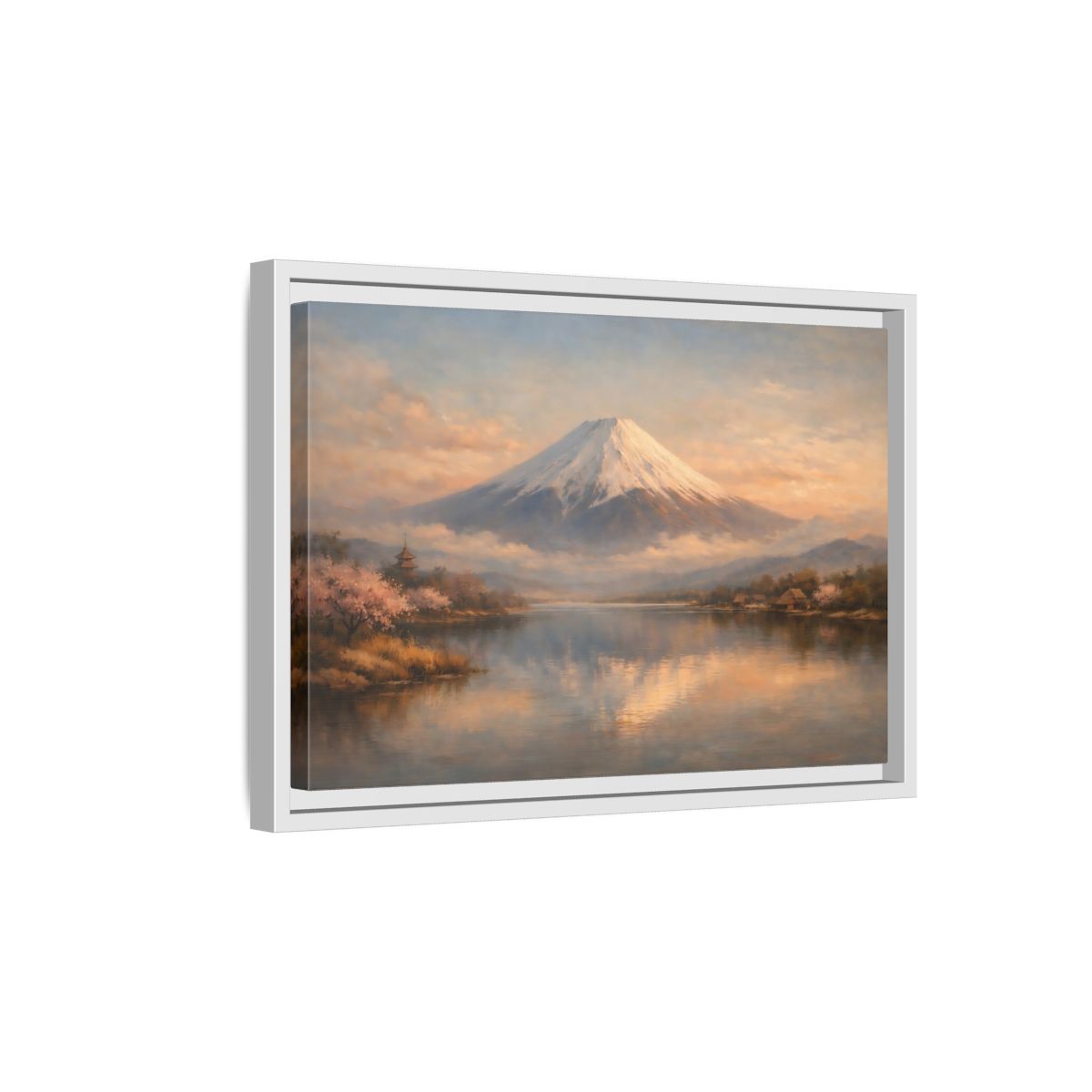 Side Mockup 4. Nature Mount Fuji Japanese Landscape shown as stretched canvas wall art