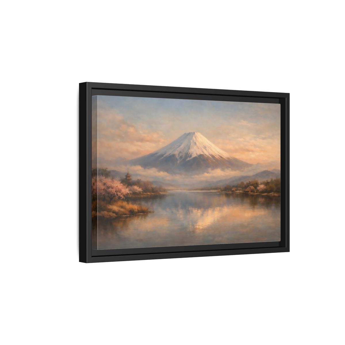 Side Mockup 6. Nature Mount Fuji Japanese Landscape shown as stretched canvas wall art
