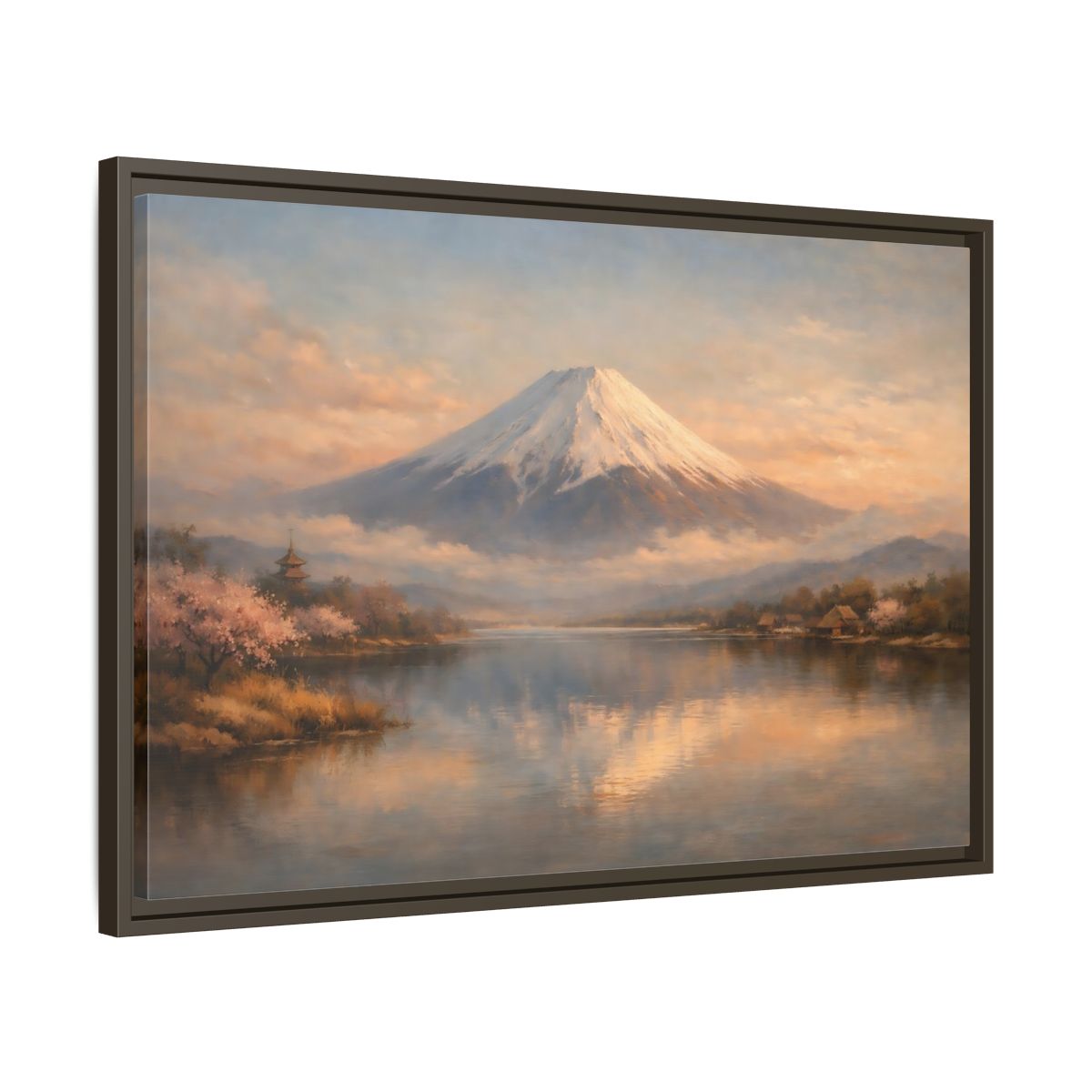 Side Mockup 11. Nature Mount Fuji Japanese Landscape shown as stretched canvas wall art