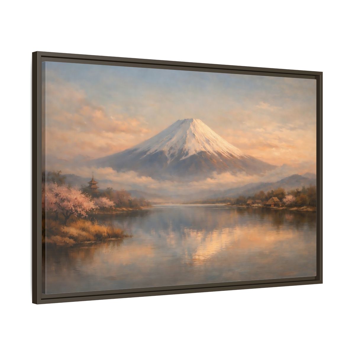 Side Mockup 9. Nature Mount Fuji Japanese Landscape shown as stretched canvas wall art