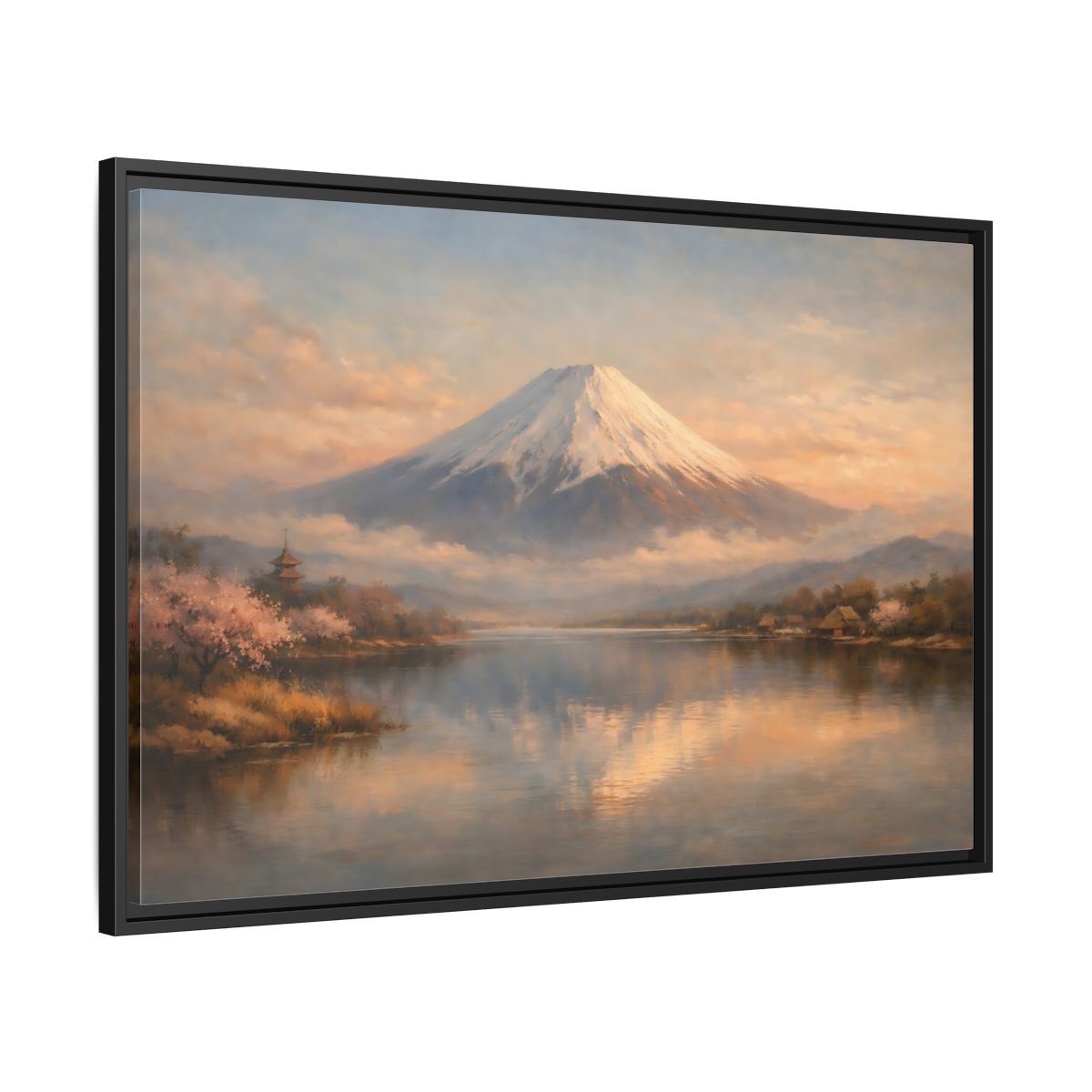 Side Mockup 13. Nature Mount Fuji Japanese Landscape shown as stretched canvas wall art