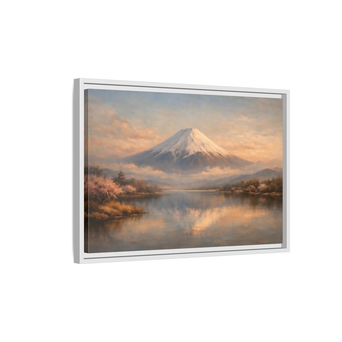 Side Mockup 1. Nature Mount Fuji Japanese Landscape shown as stretched canvas wall art