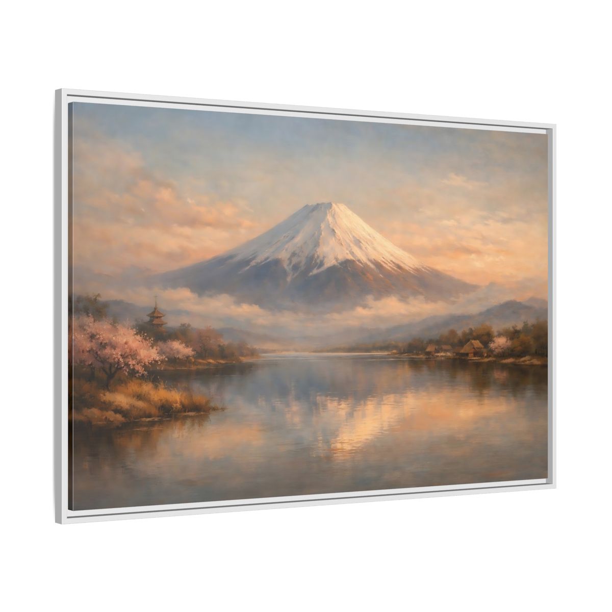 Side Mockup 7. Nature Mount Fuji Japanese Landscape shown as stretched canvas wall art