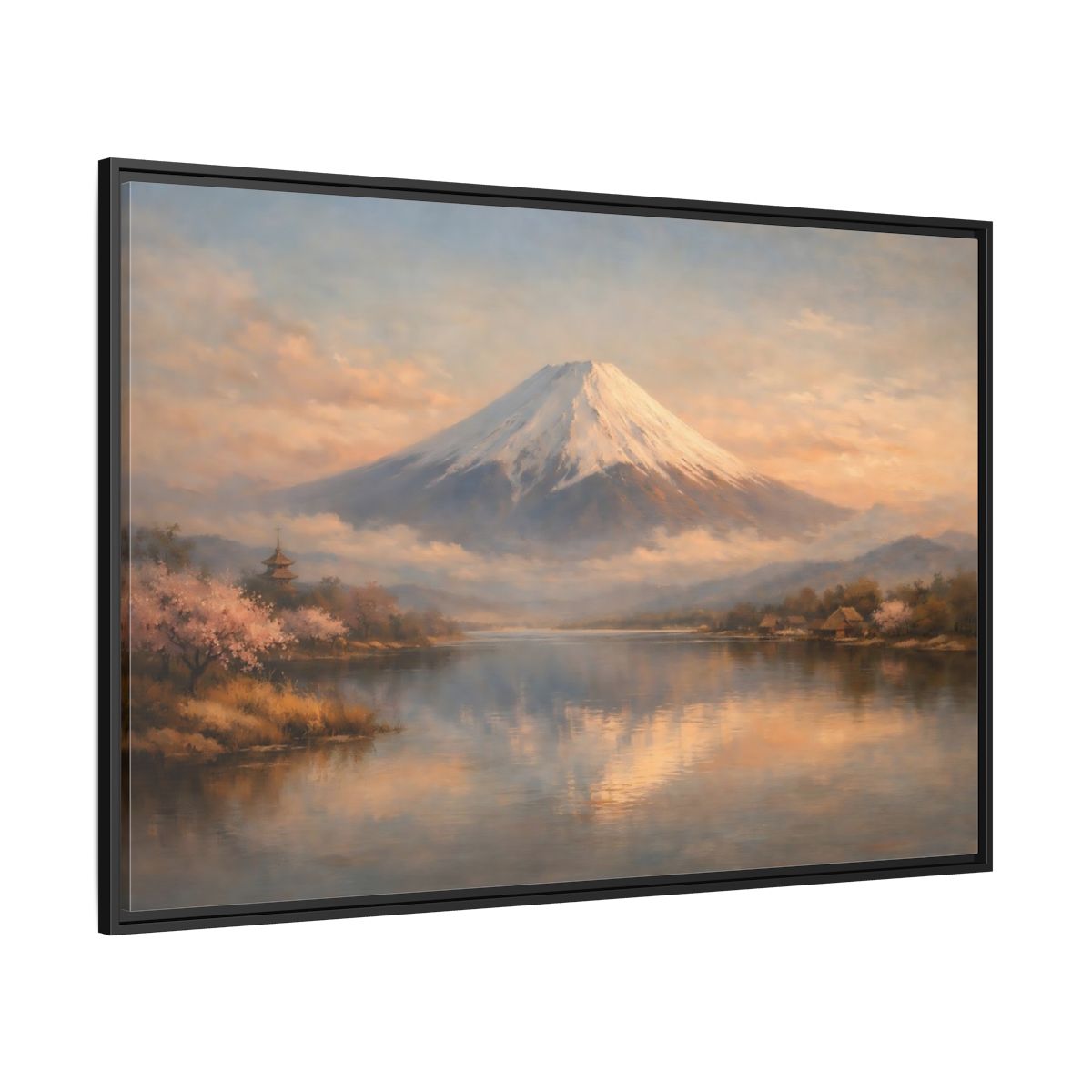 Side Mockup 12. Nature Mount Fuji Japanese Landscape shown as stretched canvas wall art