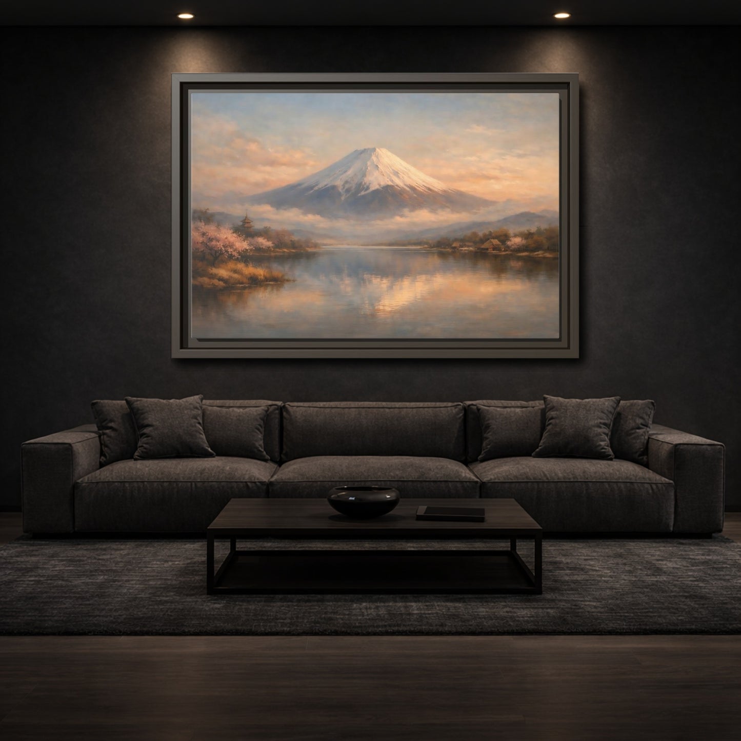 Mockup 2. Nature Mount Fuji Japanese Landscape shown as stretched canvas wall art