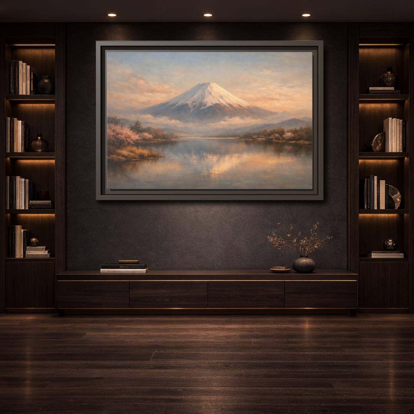 Mockup 3. Nature Mount Fuji Japanese Landscape shown as stretched canvas wall art