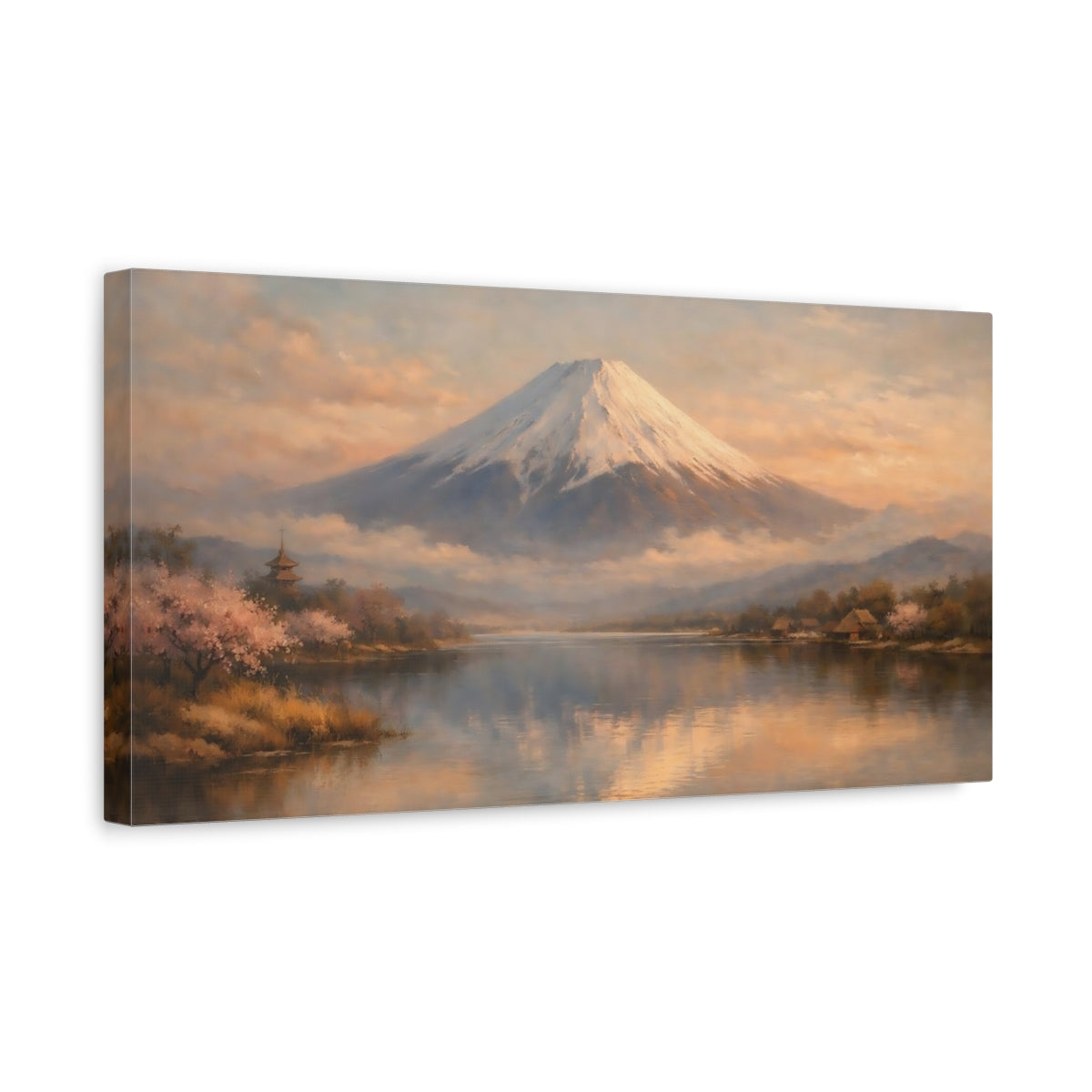 Side Mockup 3. Nature Mount Fuji Mount Fuji Landscape shown as stretched canvas wall art