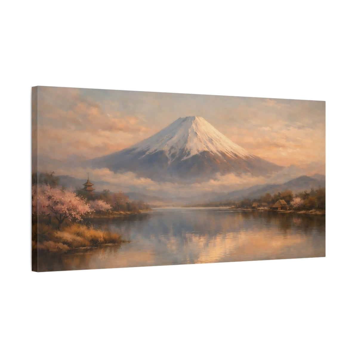 Side Mockup 2. Nature Mount Fuji Mount Fuji Landscape shown as stretched canvas wall art