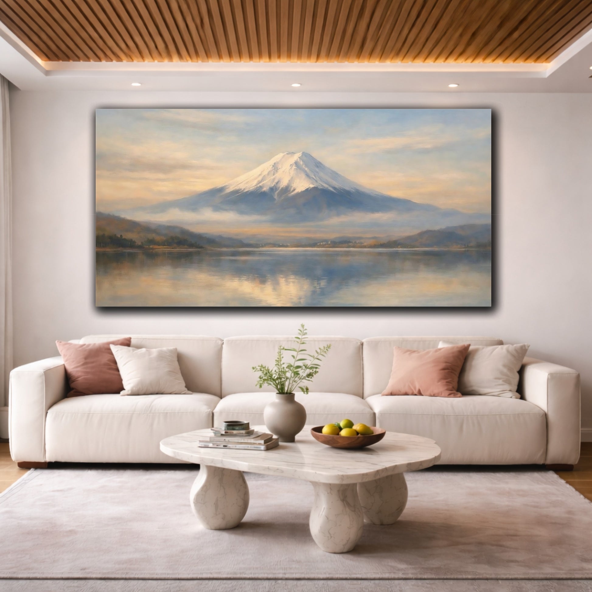 Mockup 3. Nature Mount Fuji Mount Fuji Landscape shown as stretched canvas wall art