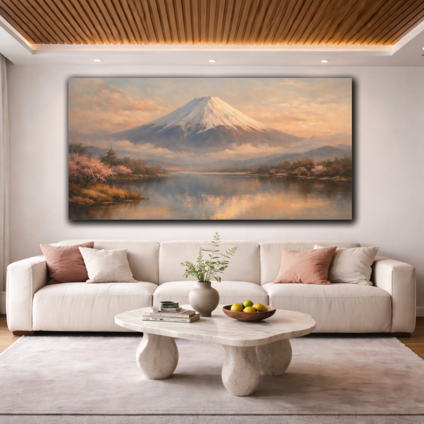 Mockup 3. Nature Mount Fuji Mount Fuji Landscape shown as stretched canvas wall art