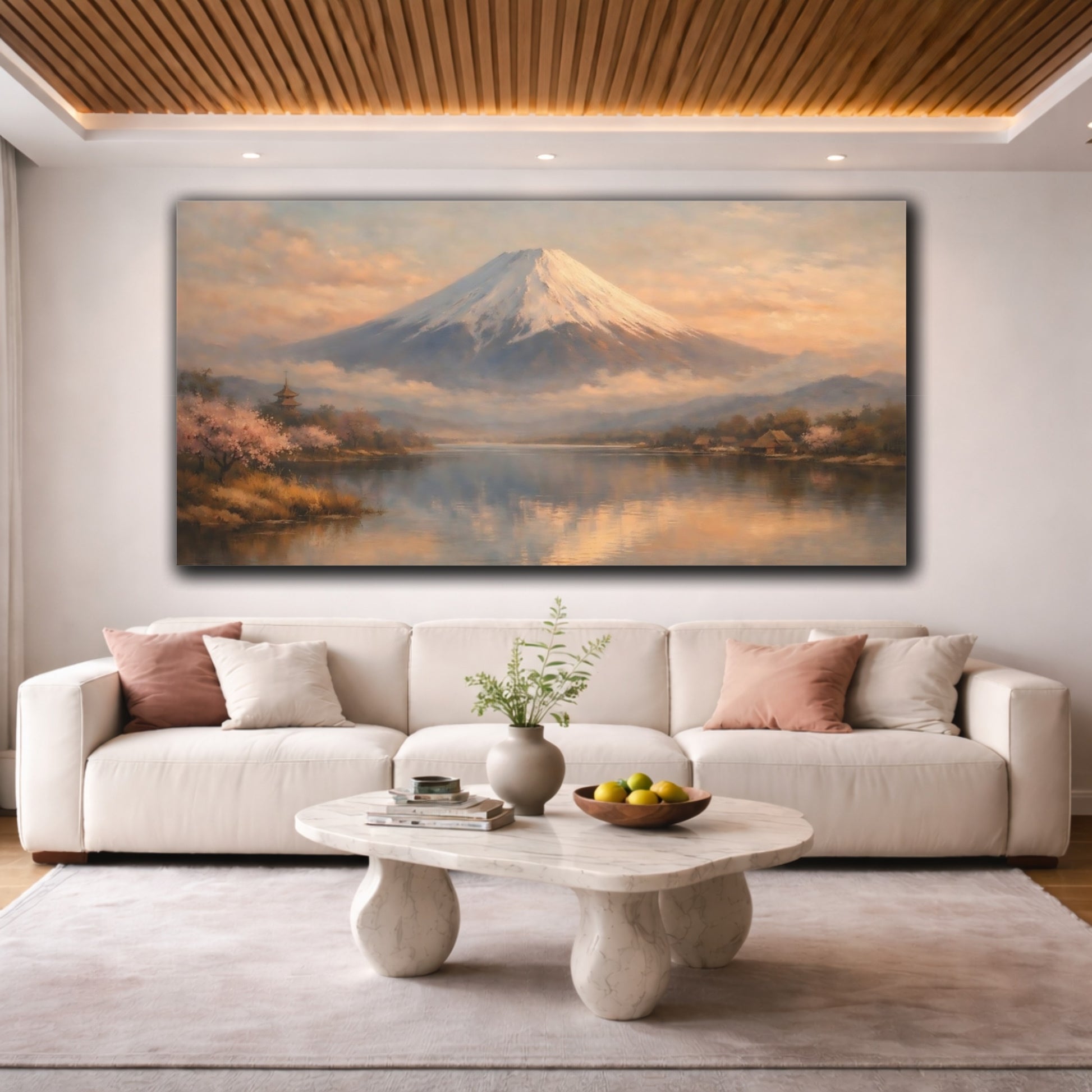 Mockup 3. Nature Mount Fuji Mount Fuji Landscape shown as stretched canvas wall art