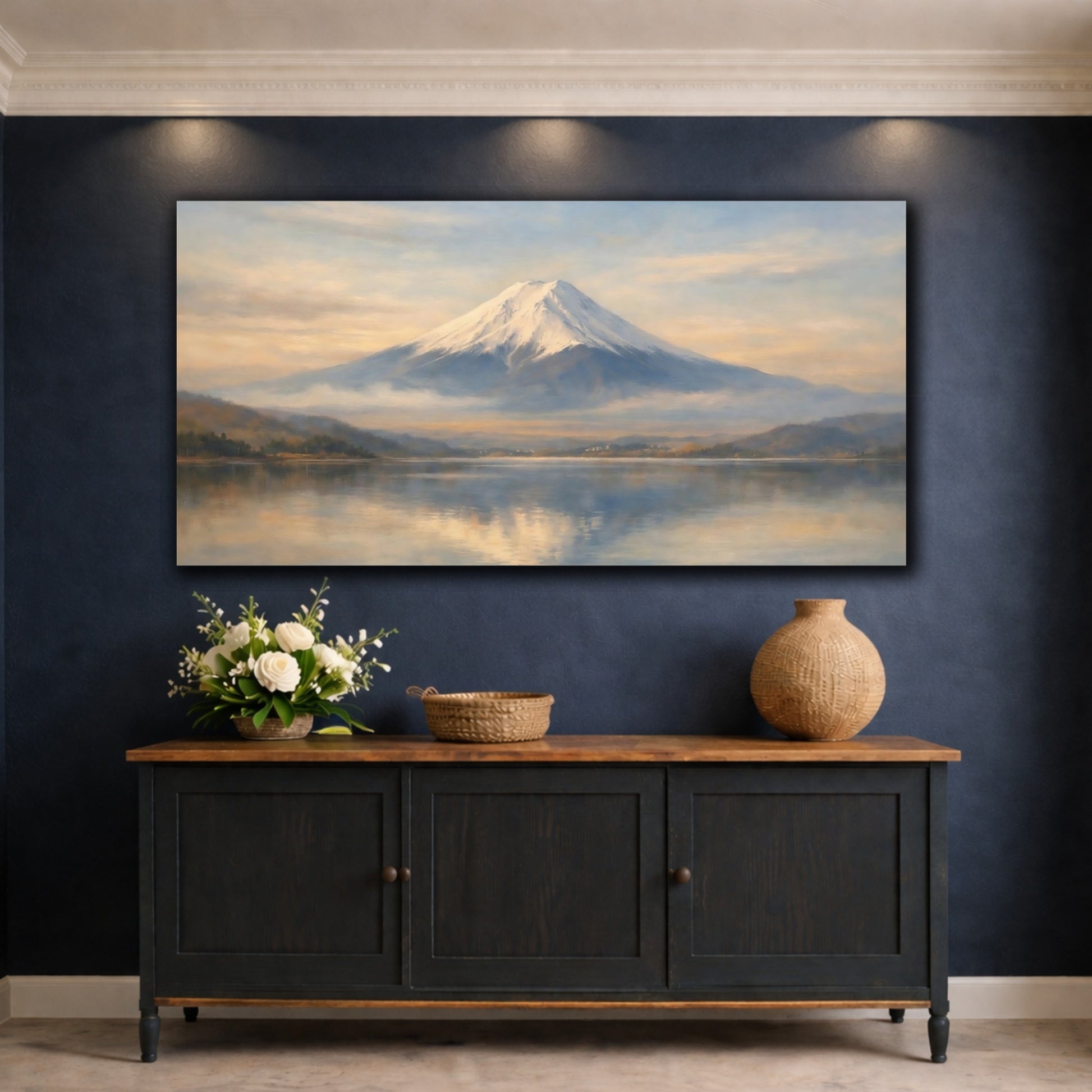 Mockup 4. Nature Mount Fuji Mount Fuji Landscape shown as stretched canvas wall art