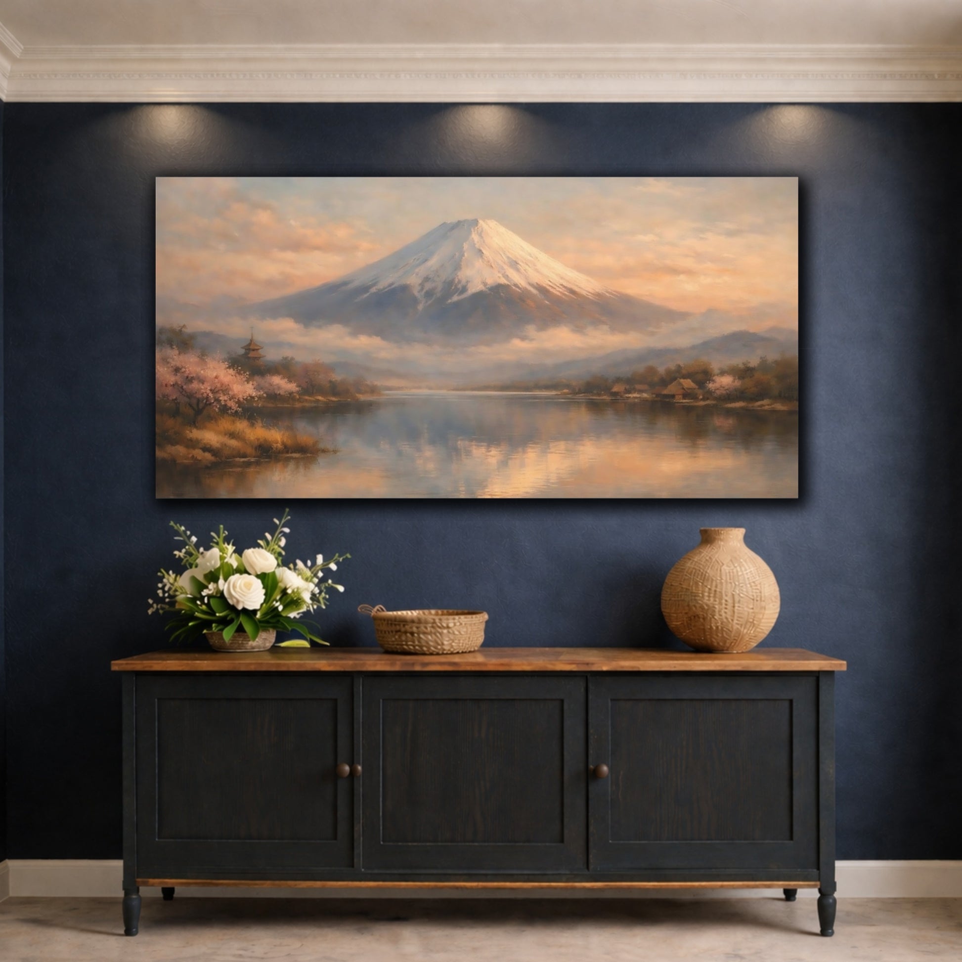 Mockup 4. Nature Mount Fuji Mount Fuji Landscape shown as stretched canvas wall art