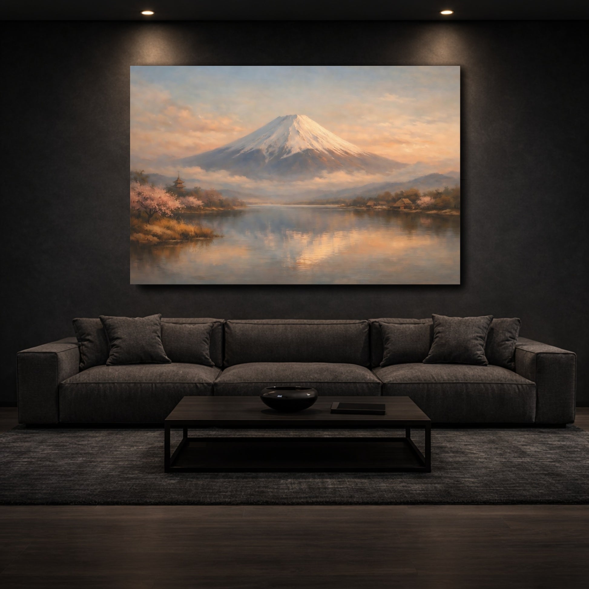 Mockup 2. Nature Mount Fuji Mount Fuji View shown as stretched canvas wall art