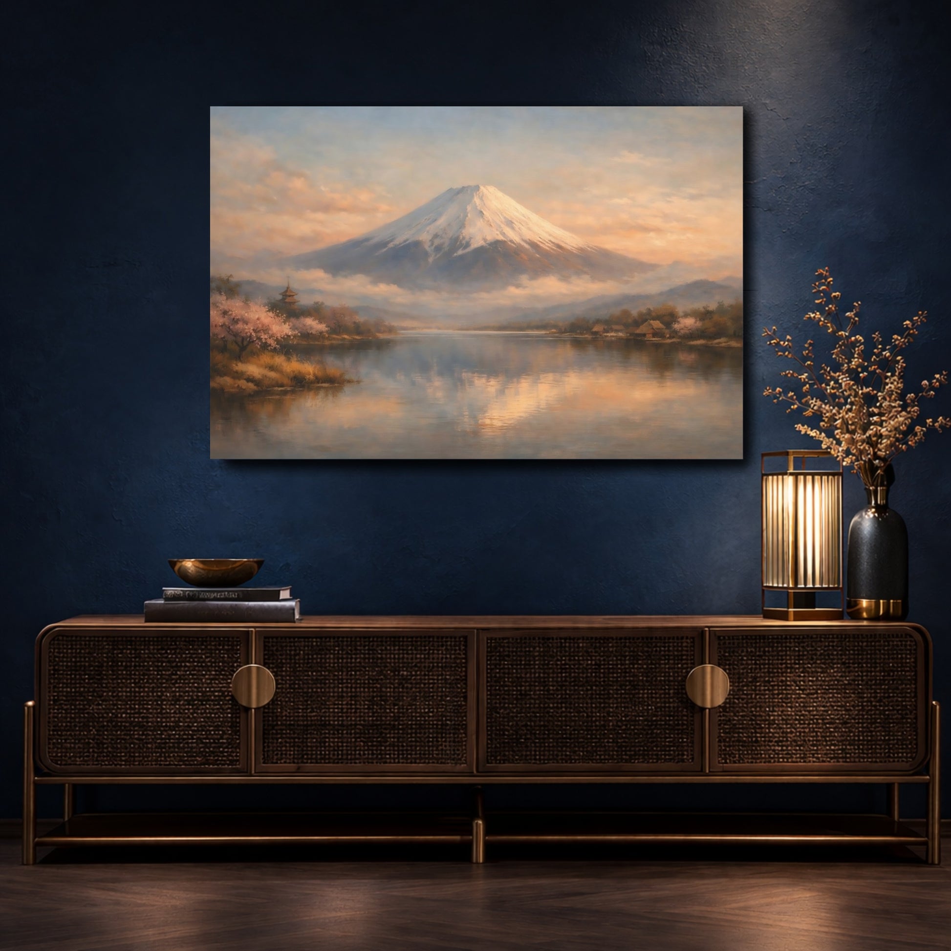 Mockup 4. Nature Mount Fuji Mount Fuji View shown as stretched canvas wall art
