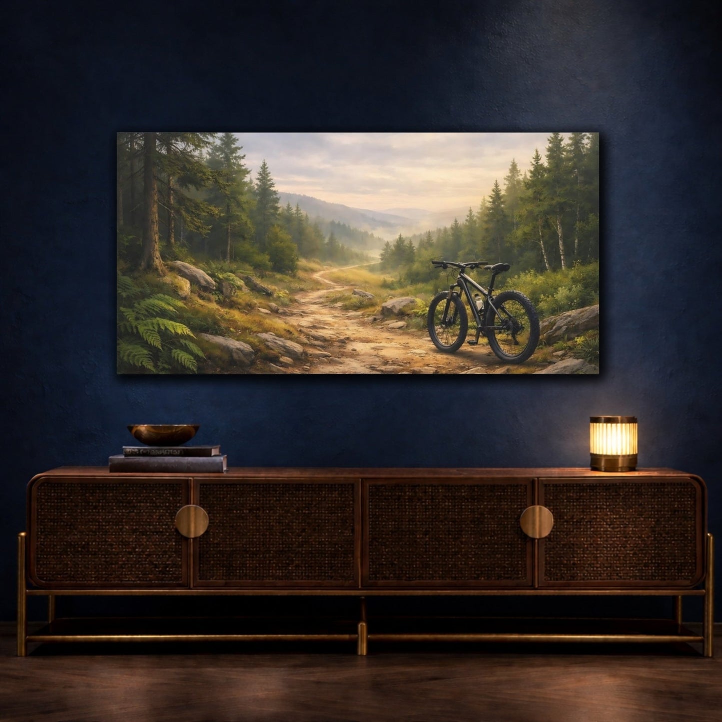 Nature Mountain Bike Forest - Canvas Wall Art Print - YesArtYes