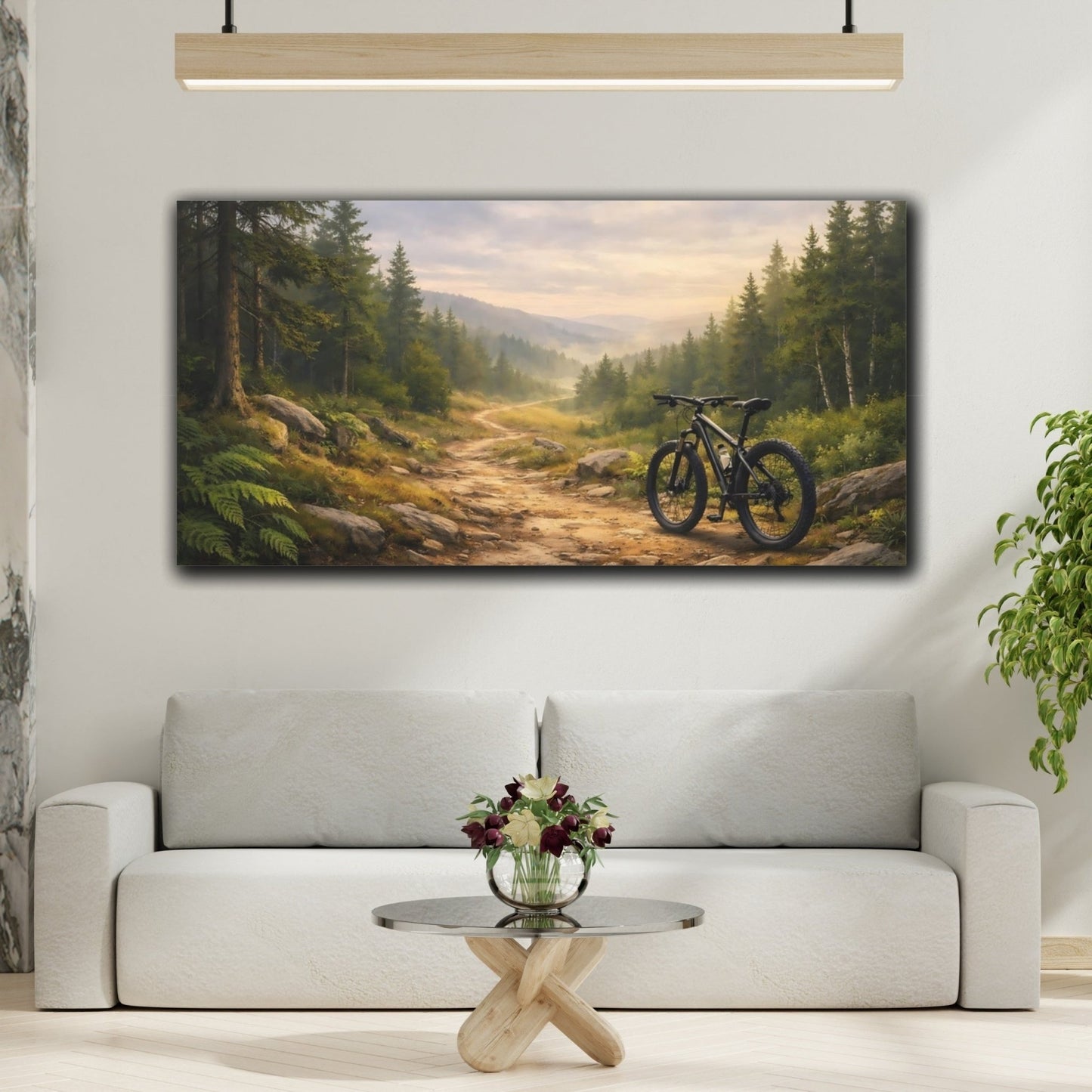 Nature Mountain Bike Forest - Canvas Wall Art Print - YesArtYes