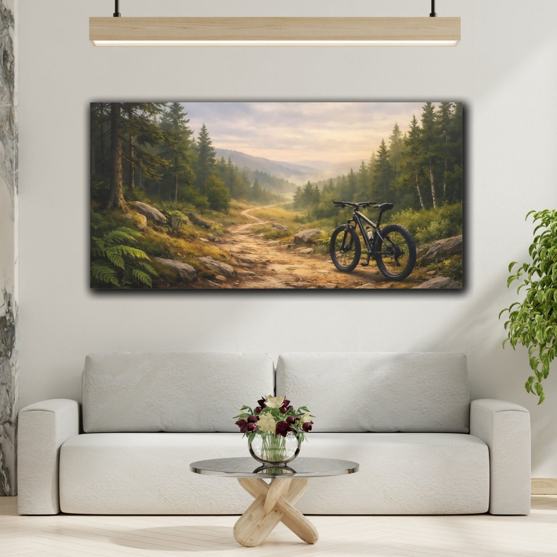 Nature Mountain Bike Forest - Canvas Wall Art Print - YesArtYes