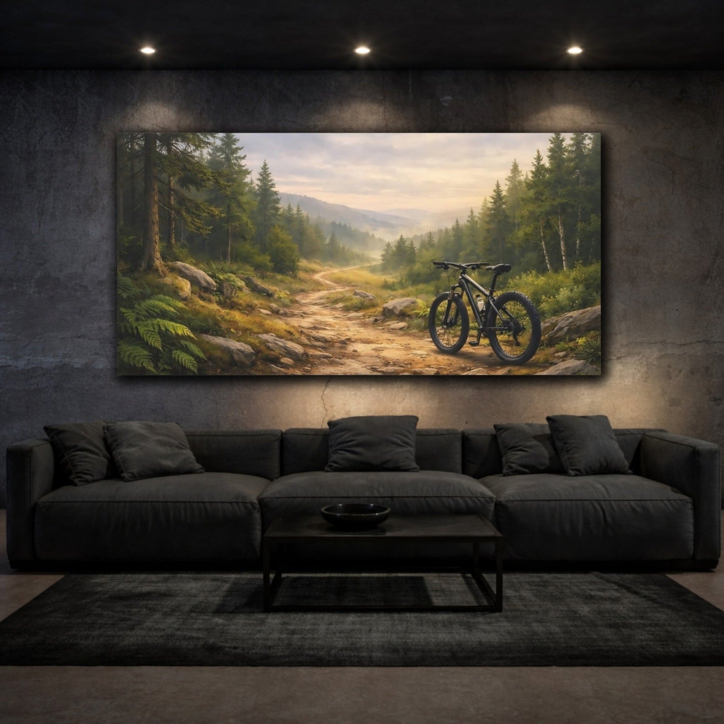 Nature Mountain Bike Forest - Canvas Wall Art Print - YesArtYes