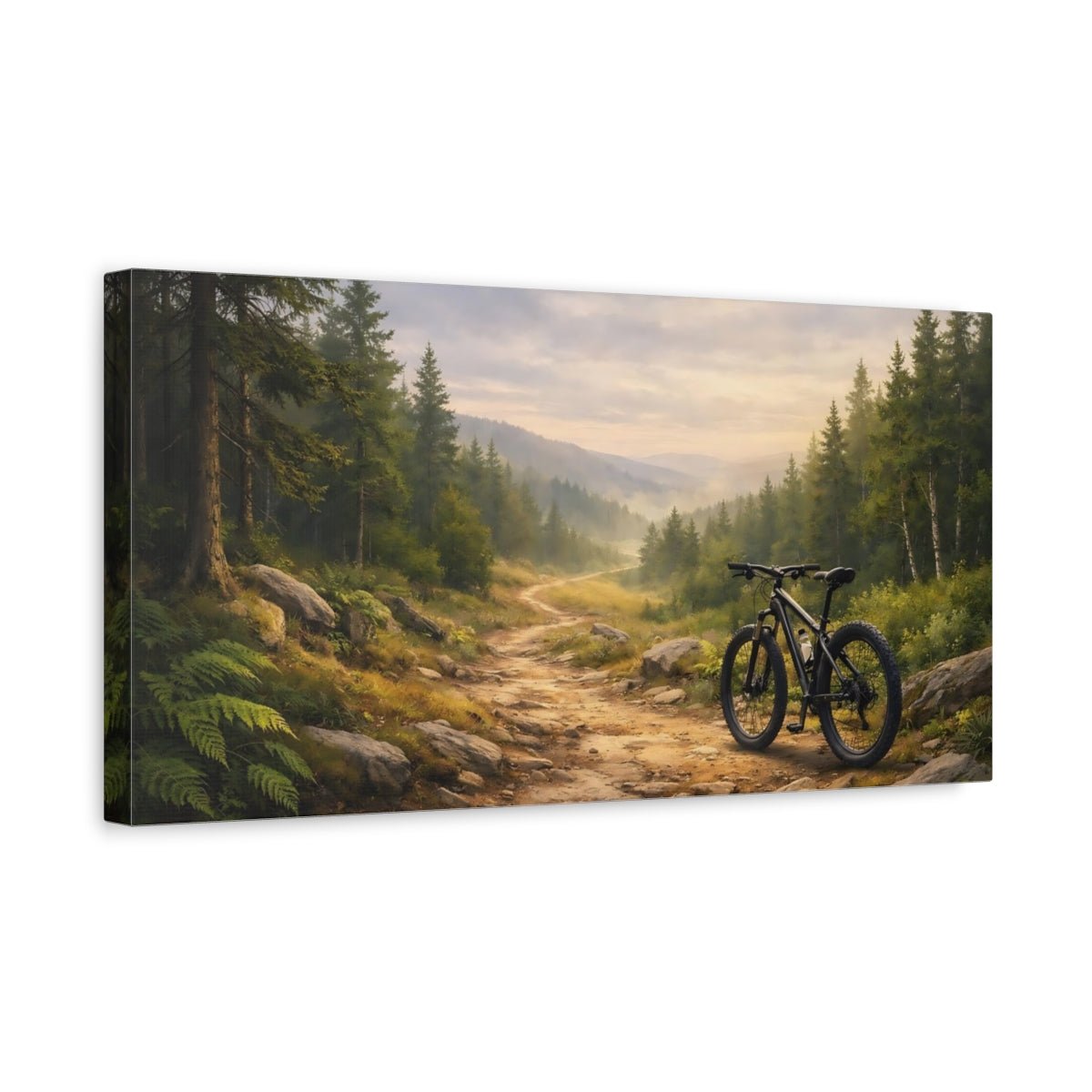 Nature Mountain Bike Forest - Canvas Wall Art Print - YesArtYes