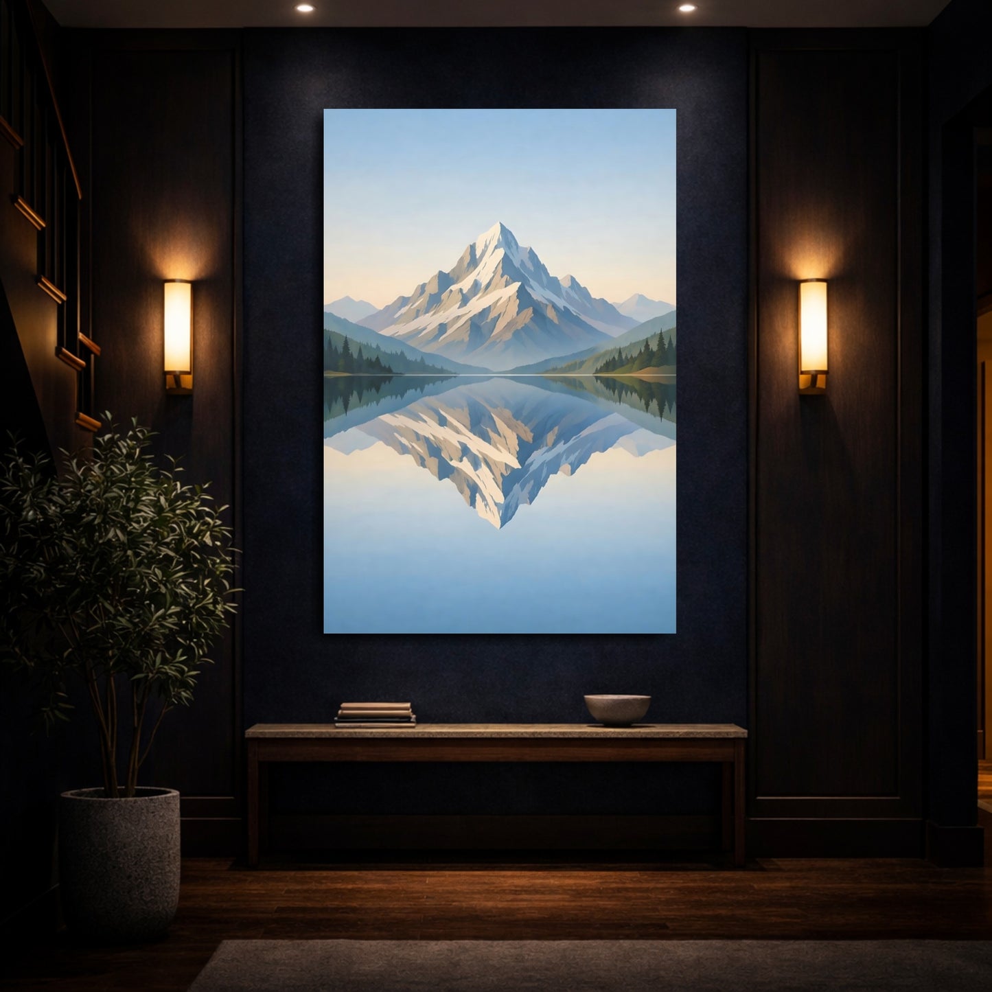 Mockup 3. Nature Mountain Blue Mountains shown as stretched canvas wall art