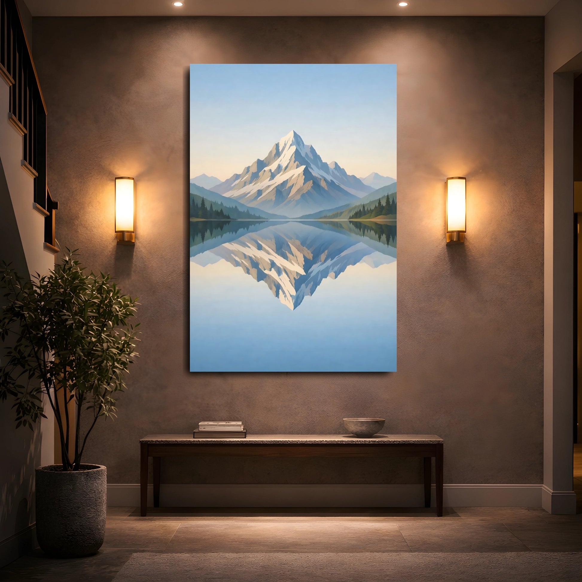 Mockup 4. Nature Mountain Blue Mountains shown as stretched canvas wall art