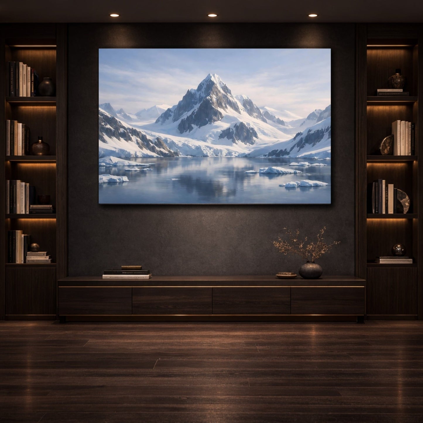 Nature Mountain Blue Winter Landscape - Canvas Wall Art Print - YesArtYes