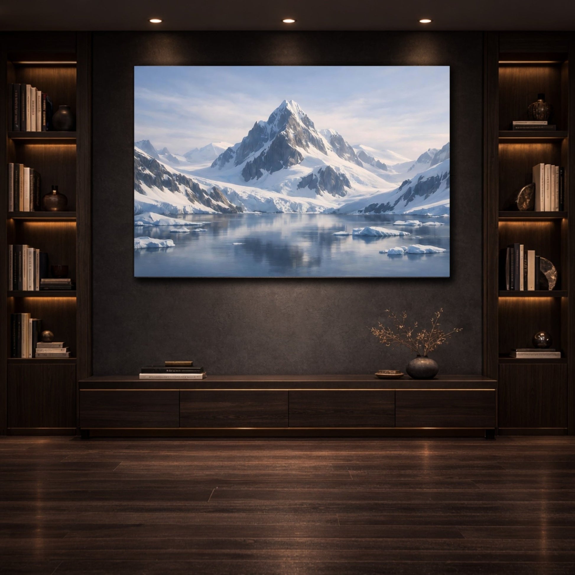 Nature Mountain Blue Winter Landscape - Canvas Wall Art Print - YesArtYes