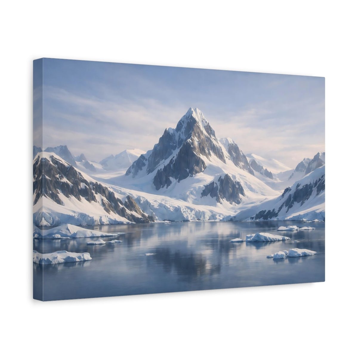 Nature Mountain Blue Winter Landscape - Canvas Wall Art Print - YesArtYes