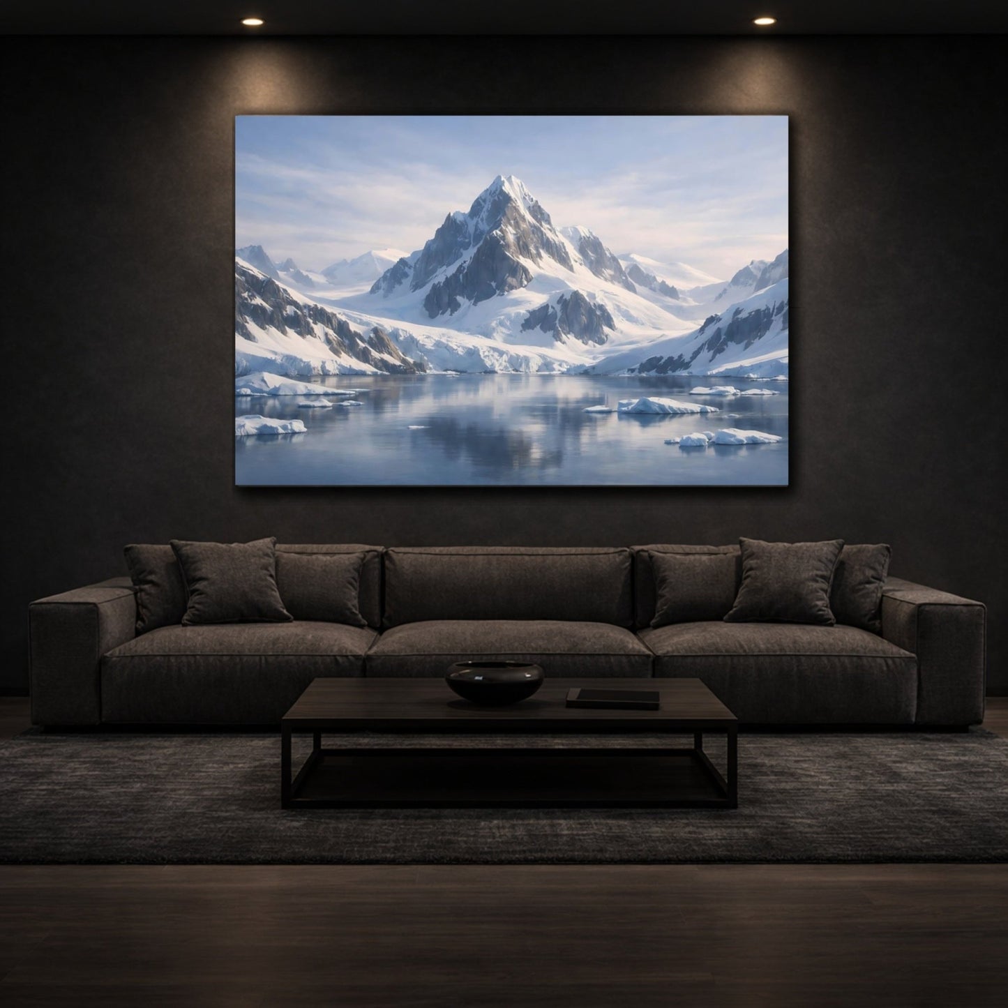 Nature Mountain Blue Winter Landscape - Canvas Wall Art Print - YesArtYes