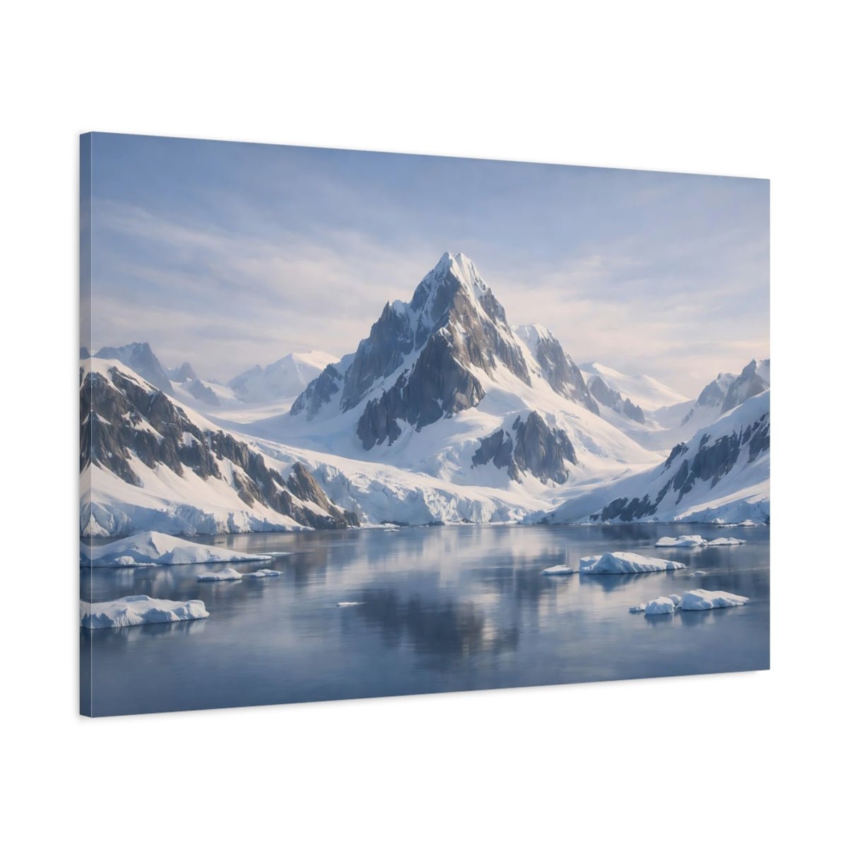 Nature Mountain Blue Winter Landscape - Canvas Wall Art Print - YesArtYes