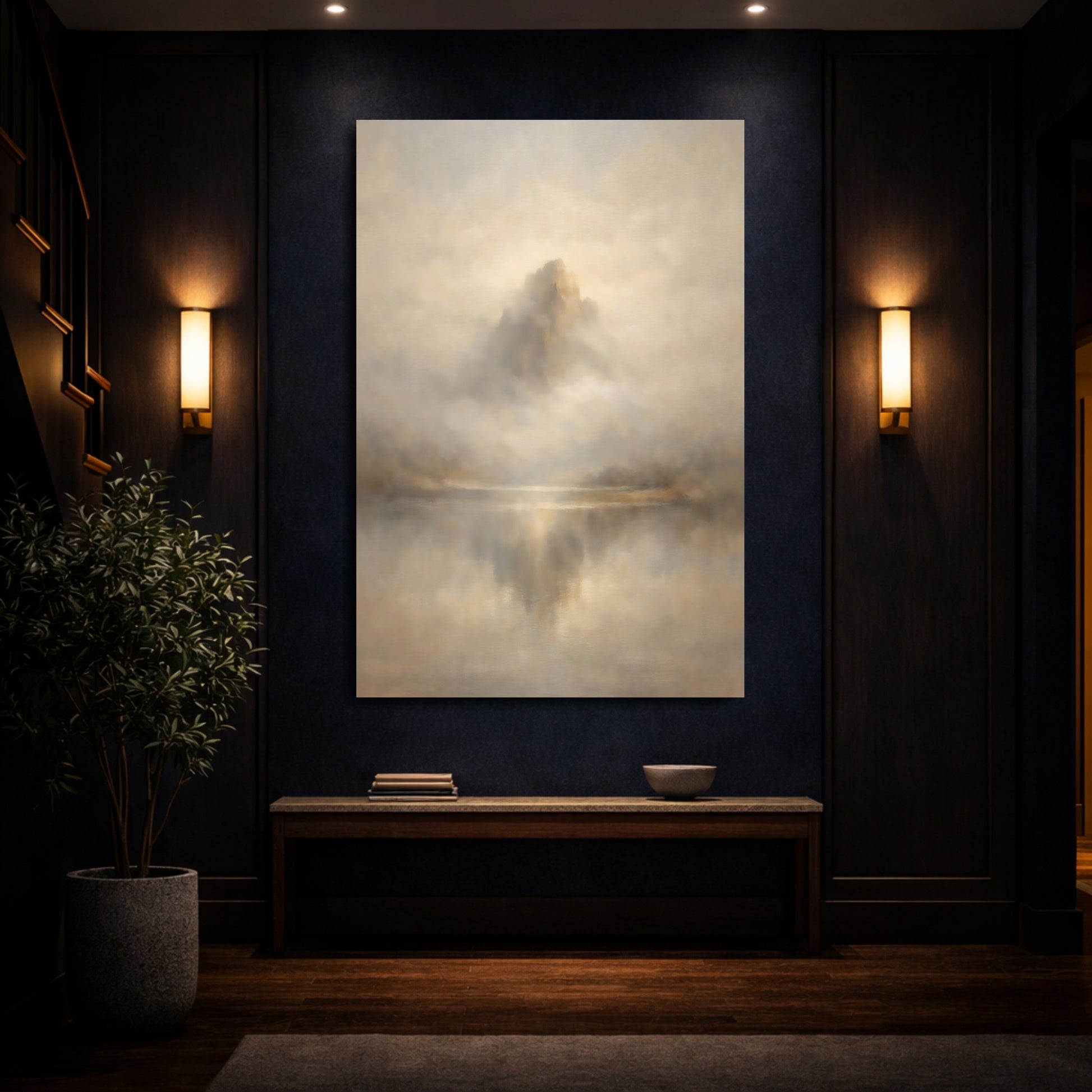 Mockup 3. Nature Mountain Brown Gold Landscape shown as stretched canvas wall art