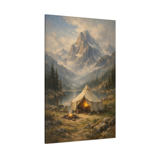 Main Mockup. Nature Mountain Camping Mountain Lake Camping shown as stretched canvas wall art