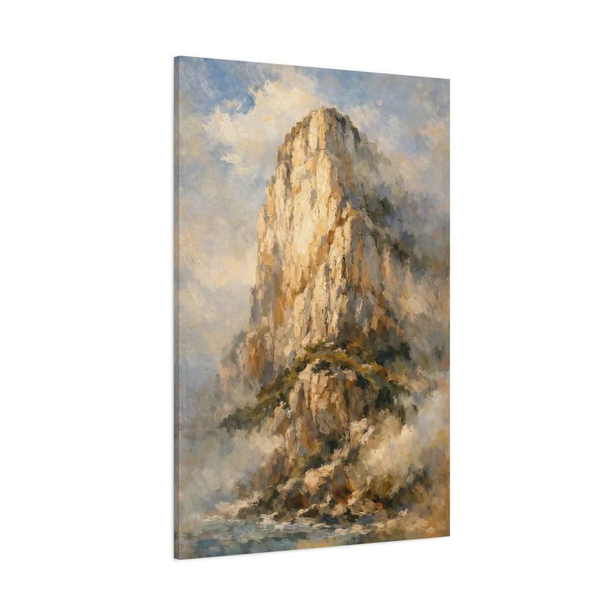 Main Mockup. Nature Mountain Cliff Golden Brown Mountain shown as stretched canvas wall art