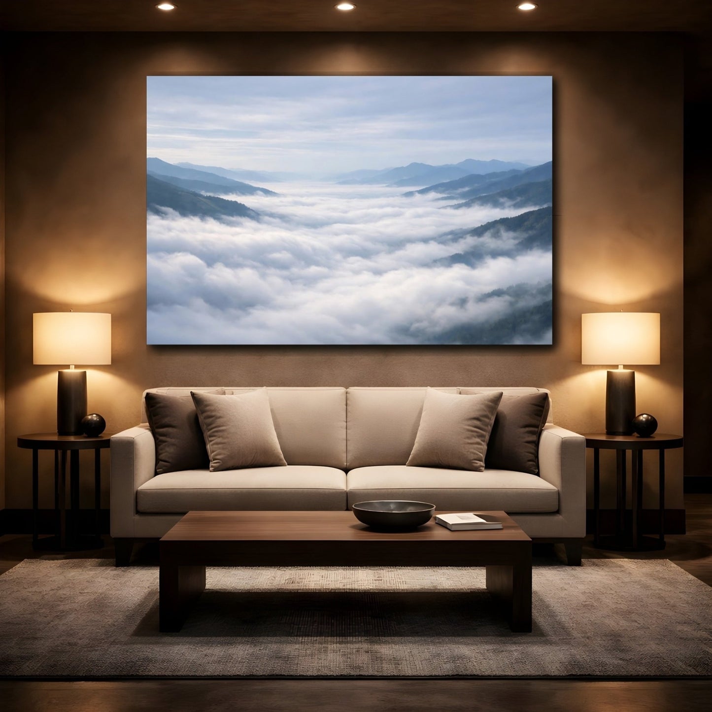 Nature Mountain Fog Misty - Canvas Wall Art Print - YesArtYes