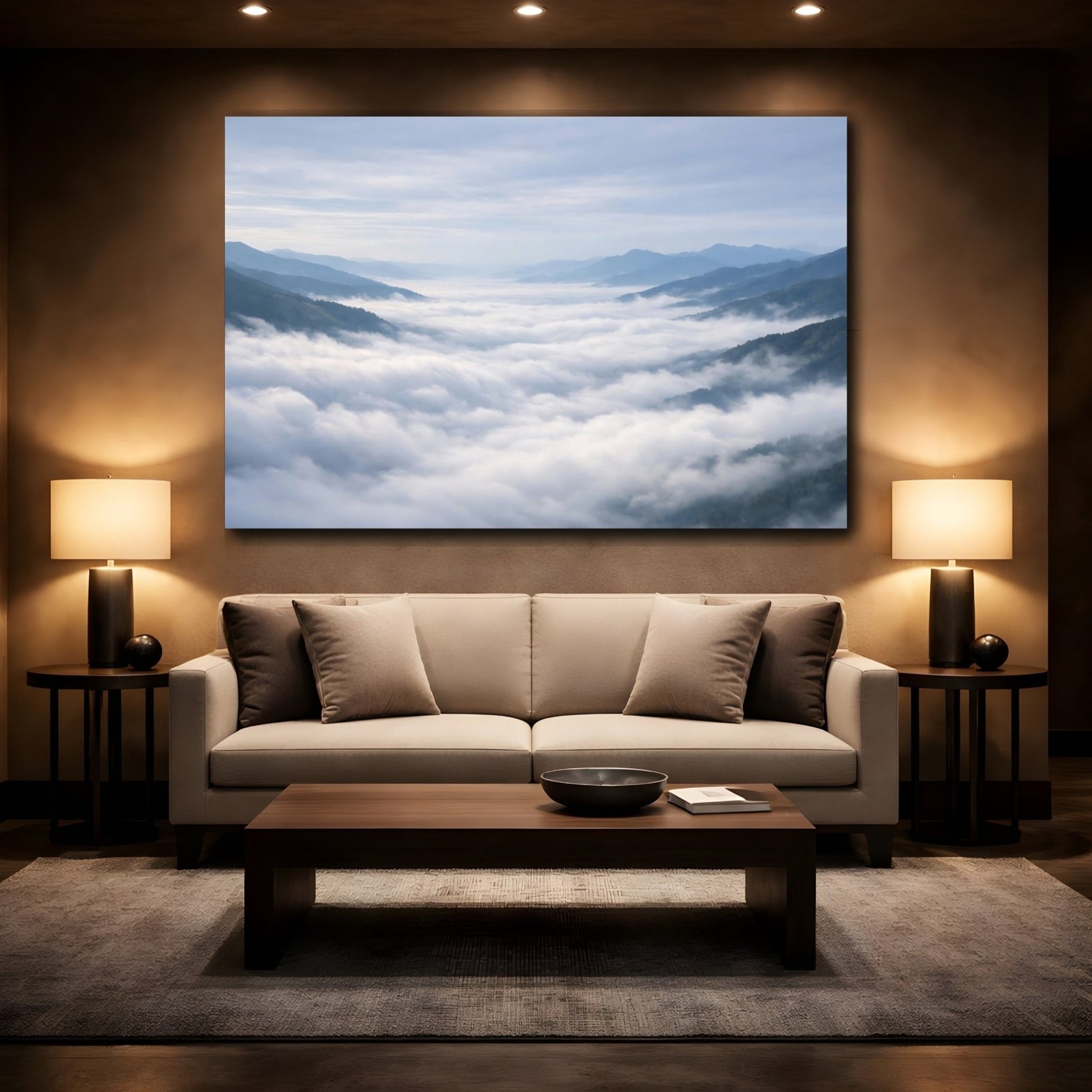 Nature Mountain Fog Misty - Canvas Wall Art Print - YesArtYes