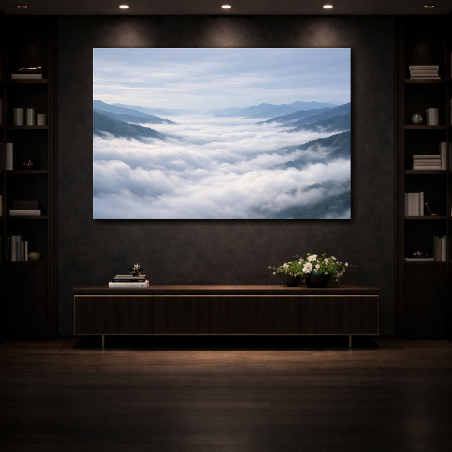 Nature Mountain Fog Misty - Canvas Wall Art Print - YesArtYes